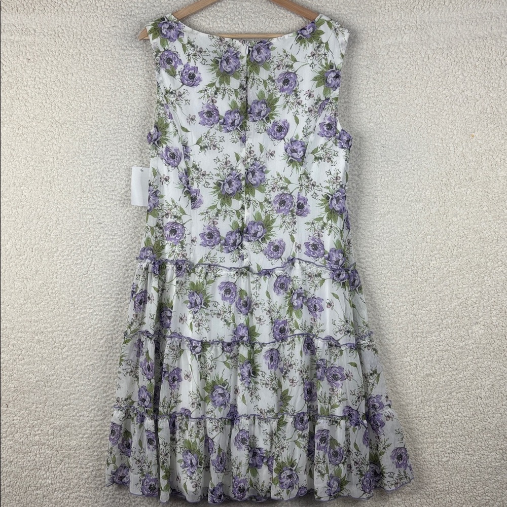 NWT Connected Apparel Womens Purple Floral Print Crew Neck Tank Dress Size 12 - Picture 6 of 12